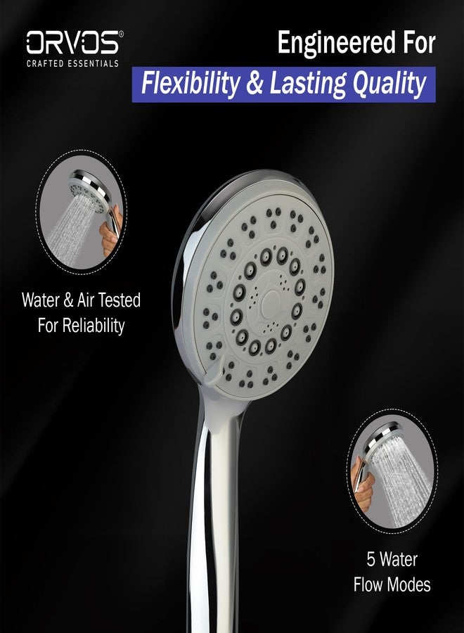 Orvos Hand shower multi-function, 4x4 inches, RainMist, Chrome plated with high grade Korean ABS material from LG, with 1.5 to 1.8 meter flexible shower hose and wall hook, for high end luxury bathrooms - Image 5